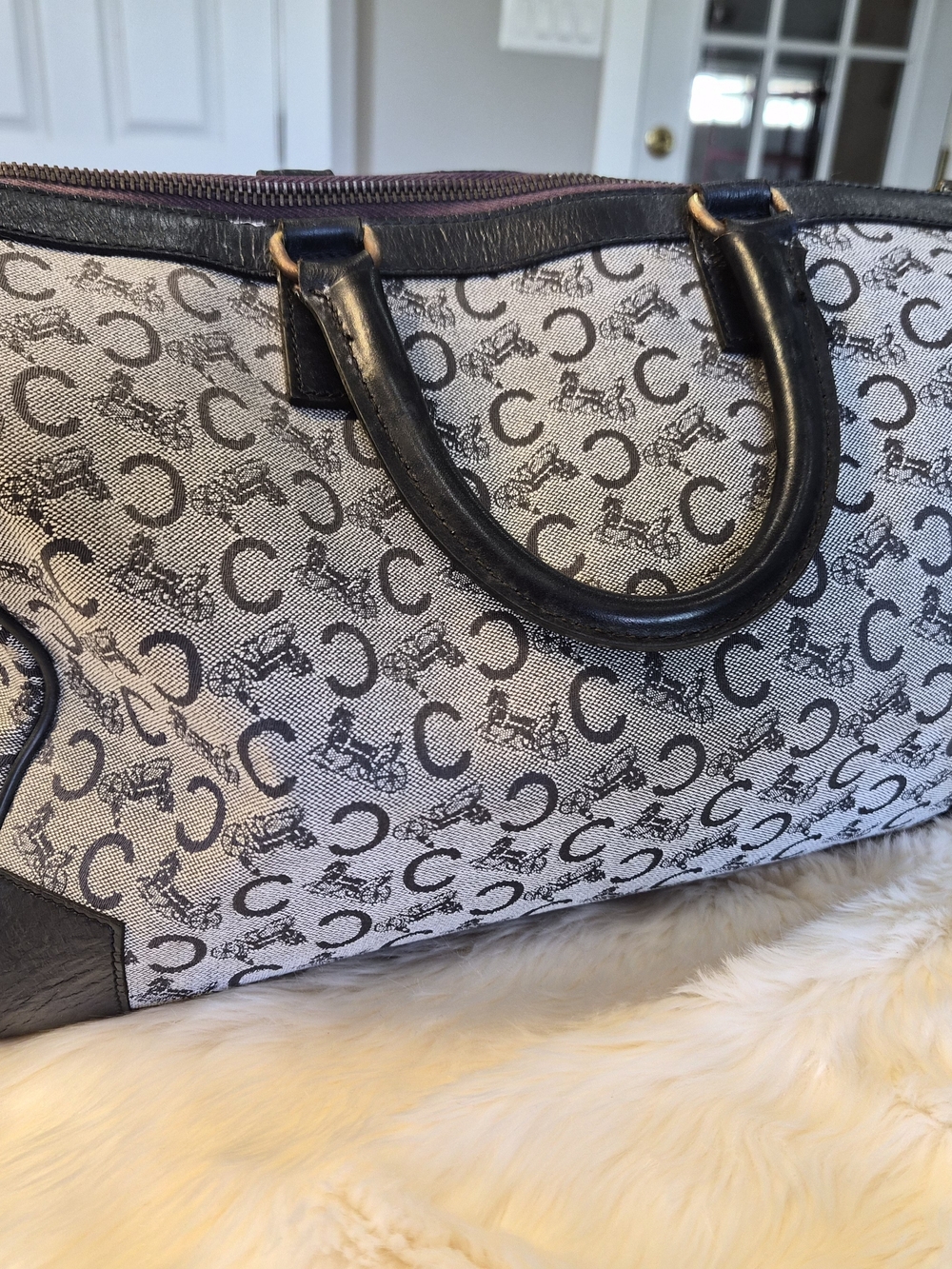 Celine Cream & Black Monogram Travel Duffle - Picture 8 of 14